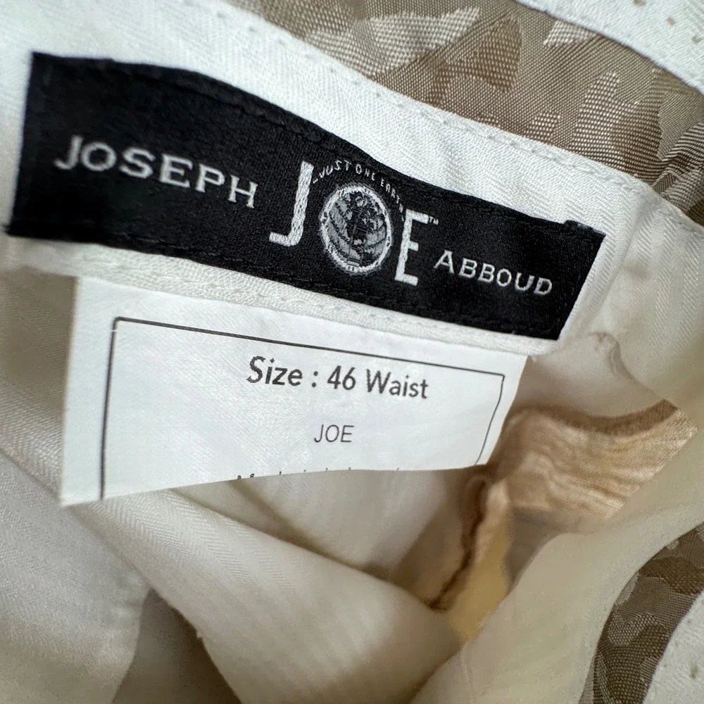 Joseph Abboud JOE Mens Tan 100% Linen Flat Front Dress Pants Trousers Size 46W
